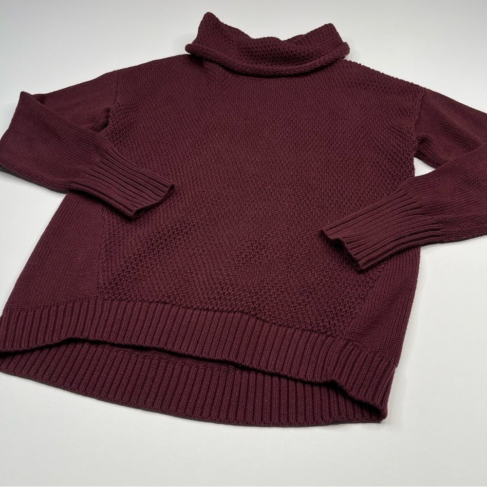 Athleta Sweater Turtleneck Breckenridge Maroon Chunky Knit Comfy Office Autumn - Picture 3 of 12